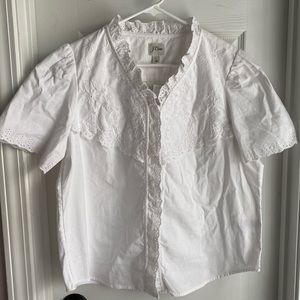 NWT J. Crew Embroidered Button Down Top